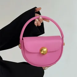 Women's Fashion Simple Solid Color Round One Shoulder Messenger Bag Casual Versatile Exquisite Handbag сумка женская 2023 тренд