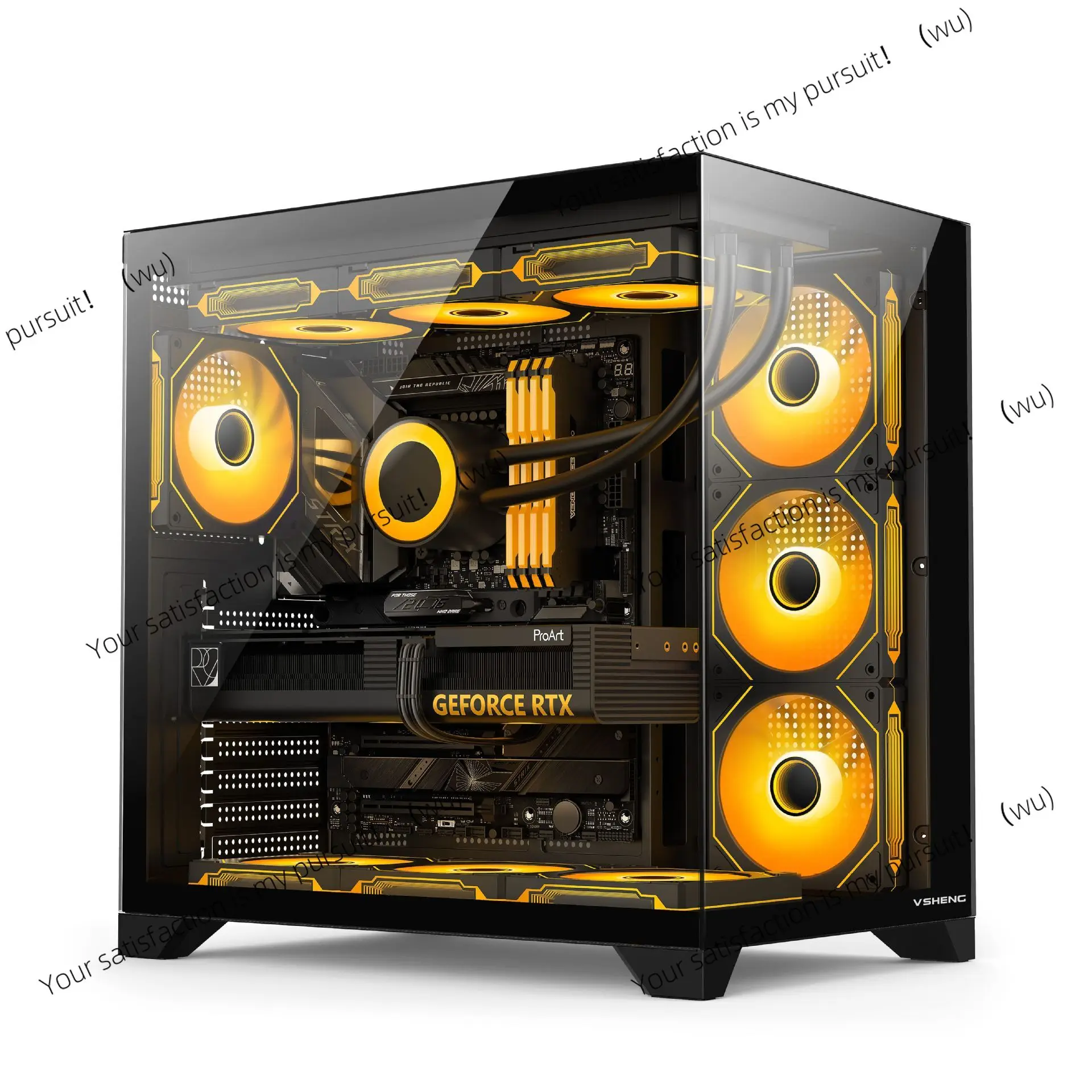 

Large Vision No A-pillar Full Side Transparent Computer Chassis ATX White Sea View Room 360 Water Cooled Chassis Desktop Chassis