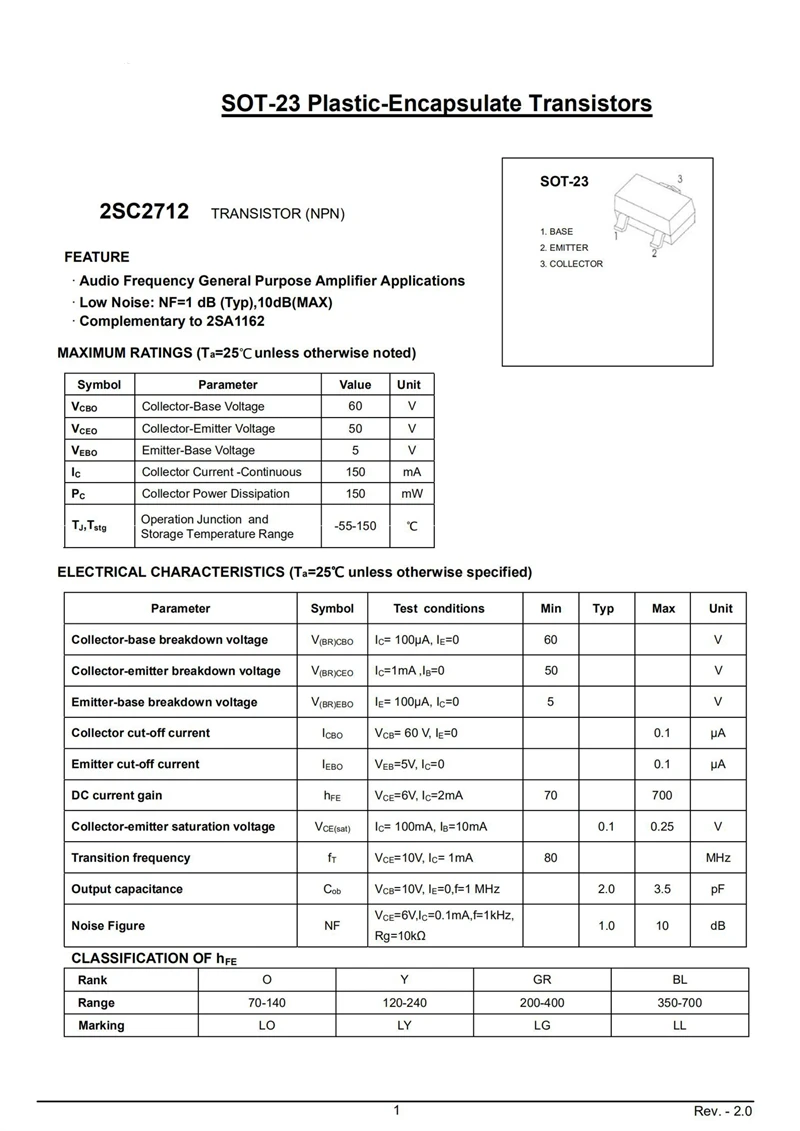 (50 sztuk) bas70-04 74 KTC3875 ALG ALY 2 sc2712 LG LY SMD Triode SOT-23 NPN