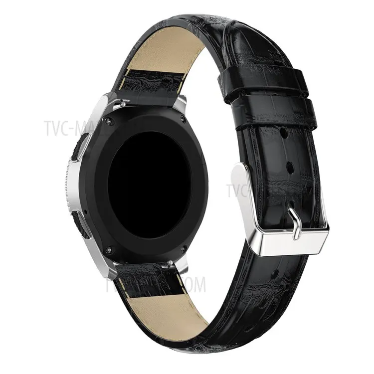 

For Samsung Galaxy Watch 46mm Crocodile Texture Genuine Leather Smart Watch Band Strap 22mm - Black