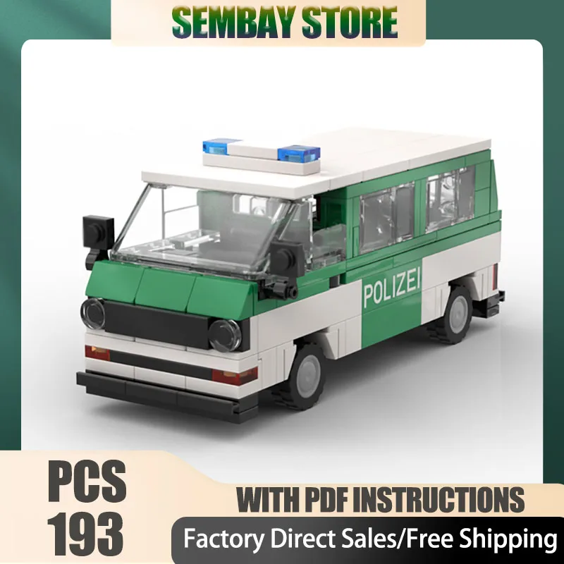 

City Car Moc Building Brick Modular 982 Transporter T3 German Police Model Technology Block Christmas DIY Toy Construction Gift