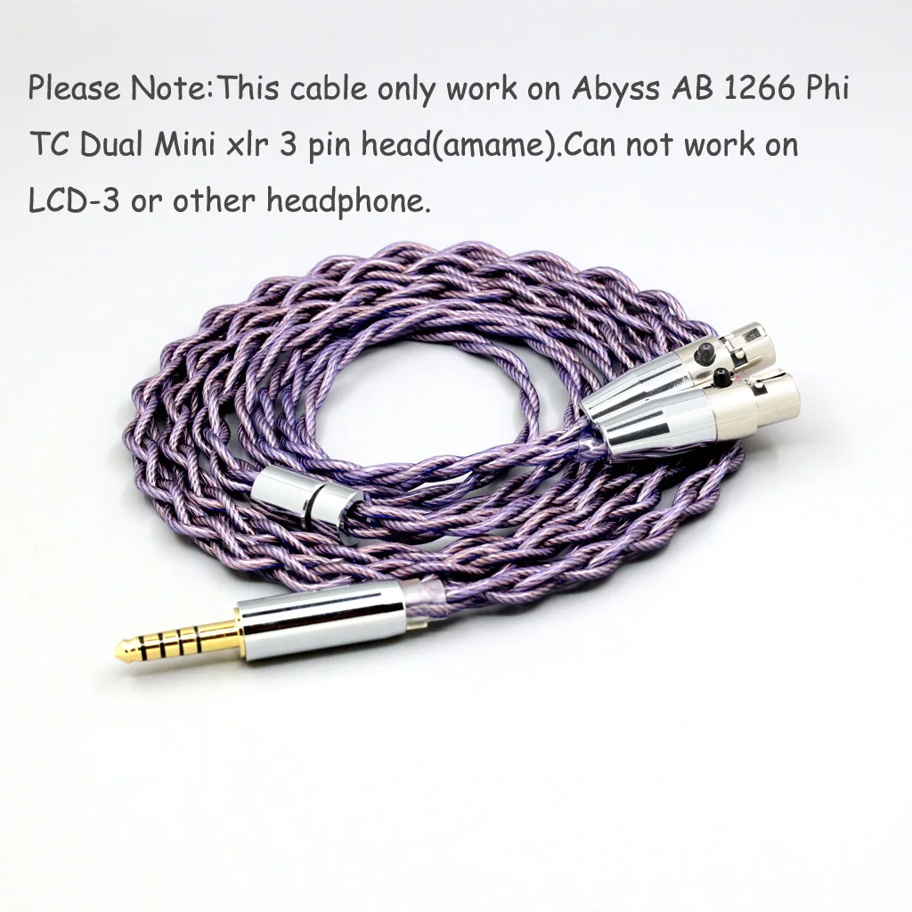 Cable para auriculares tipo 2, accesorio para Abyss AB 1,8 Phi TC Dual Mini xlr, cabeza de 3 pines (amame) LN008681, 140mm, 1266 núcleos, litz 7N OCC