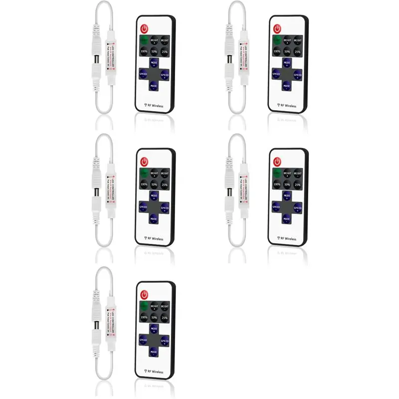 

BTLIFE-5X Mini Wireless Remote Controller For Single Color 3528 5050 LED Strip Lights,With DC Connector,For 5-24V DC LED Ribbon