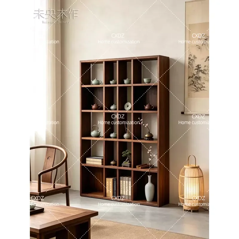 Solid wood bogu frame with back plate Duobao new Chinese multi-layer blind box ornament study floor display cabinet