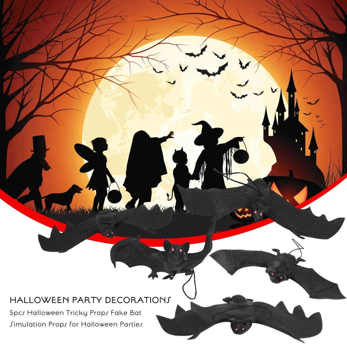 

5Pcs Halloween Bat Pendants Realistic Shape Hanging Decorations Party Home Yard Atmosphere Halloween Decorations Clearance