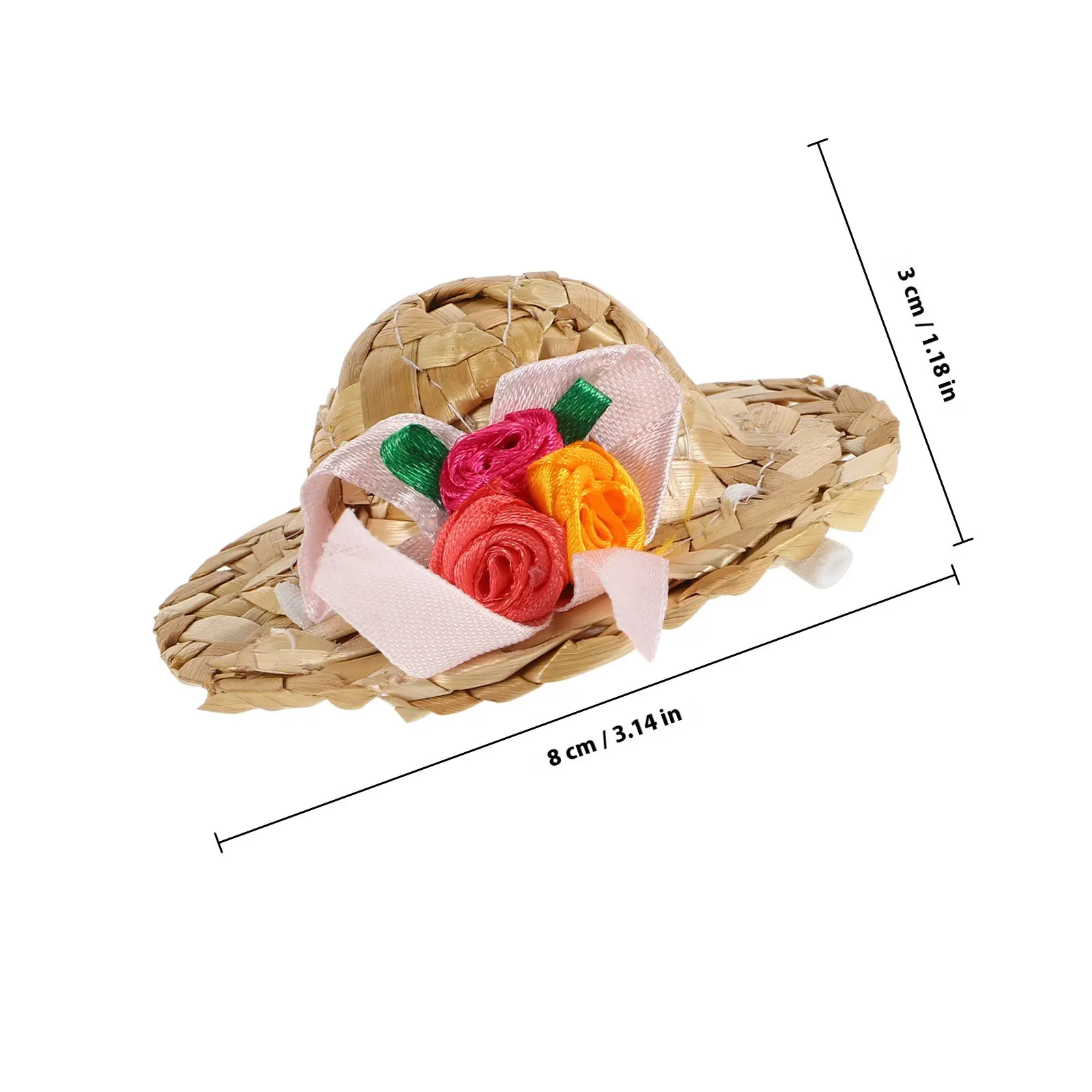 Topi Jerami Mini 6Cm Topi Jerami Hewan Peliharaan Kecil Lucu Tali Dapat Disesuaikan untuk Anjing Kucing Chihuahua Anak Anjing Kelinci Kadal Sombrero