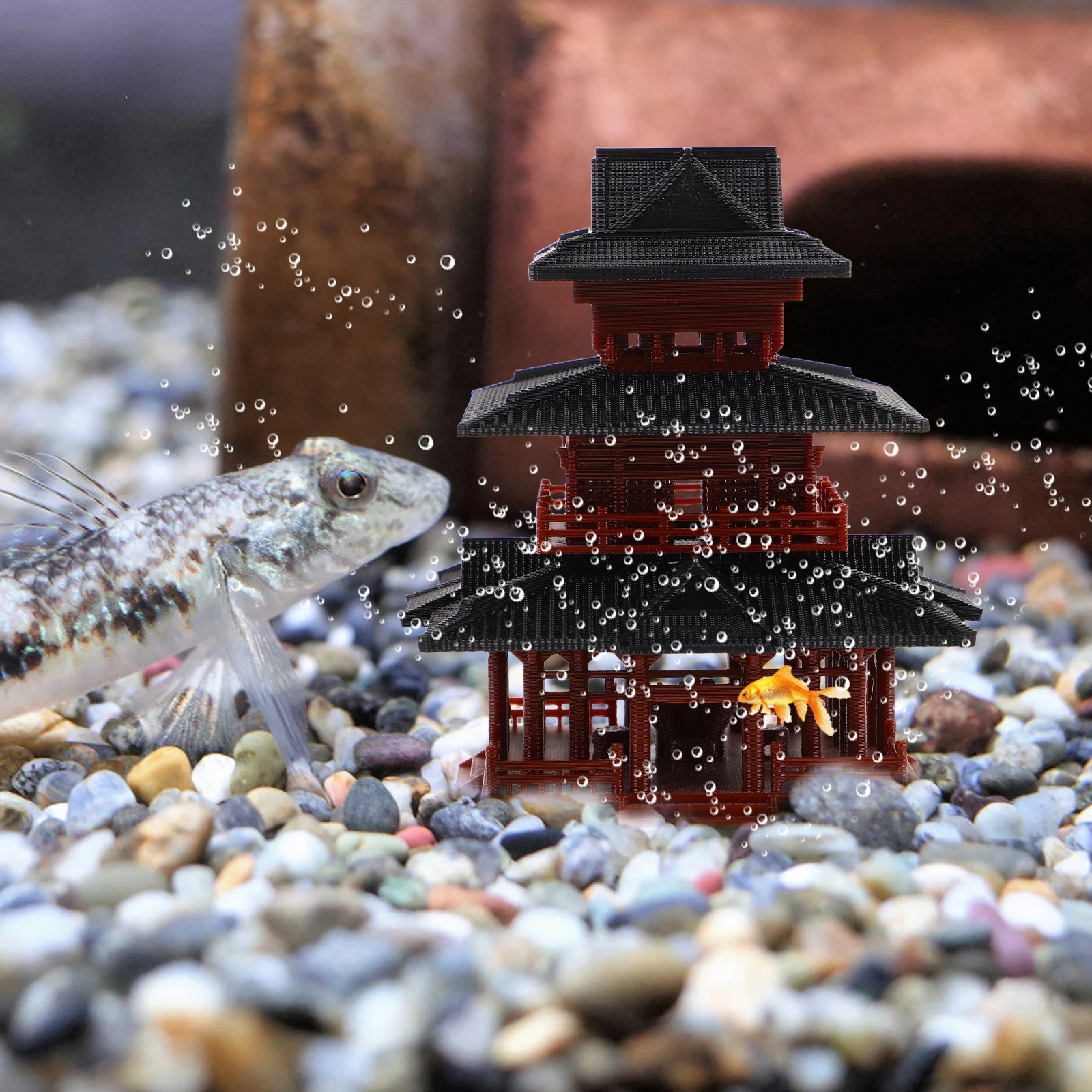 

Pavilion Decorations Fairy Garden Statue Hexagon Asian Aquarium Ornaments Plastic Hexagonal