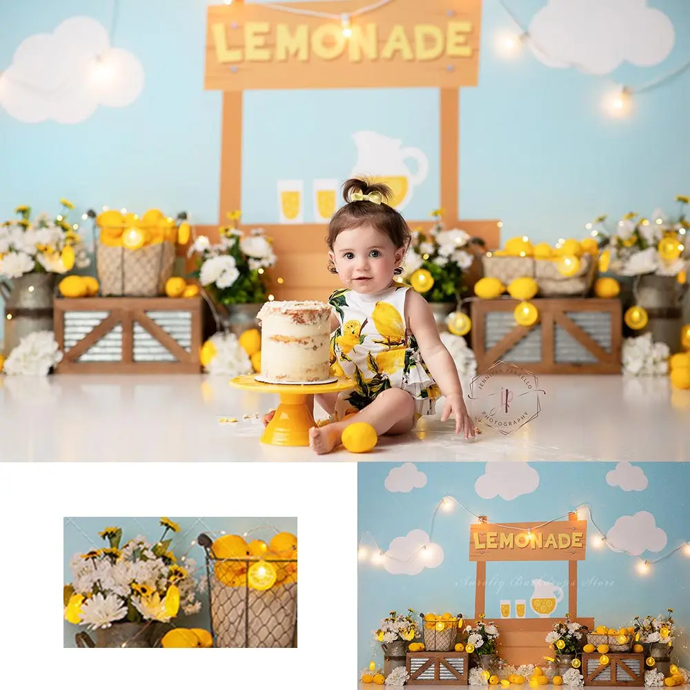 

Squeeze The Day Photography Backdrop Kids Baby Cake Smash Photocall Decors Lemonade Child Girls Adult Birthday Studio Background