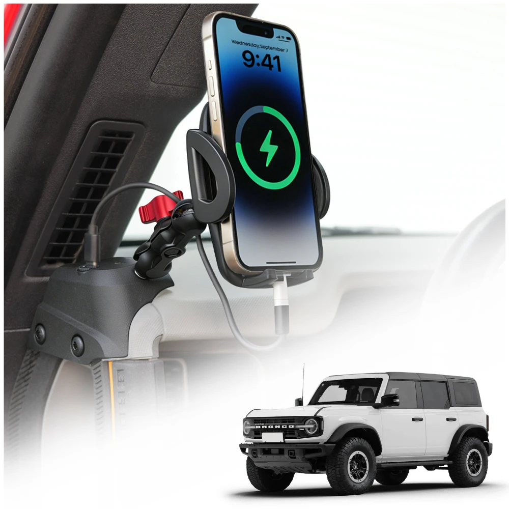 Suporte de Telefone para Carro para Ford Bronco 2/4 Portas 2021 2022 2023 2024 2025 2026, Suporte Magnético de Carregamento Sem Fio, Acessórios Estend