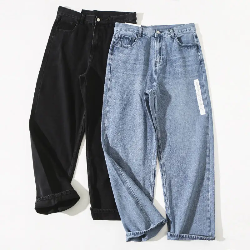 

Retro Japanese Sle Pure Cotton Casual Wide Leg Straight Tube Jeans Men Women Loose Fit Comfortable Workwear Denim Pants