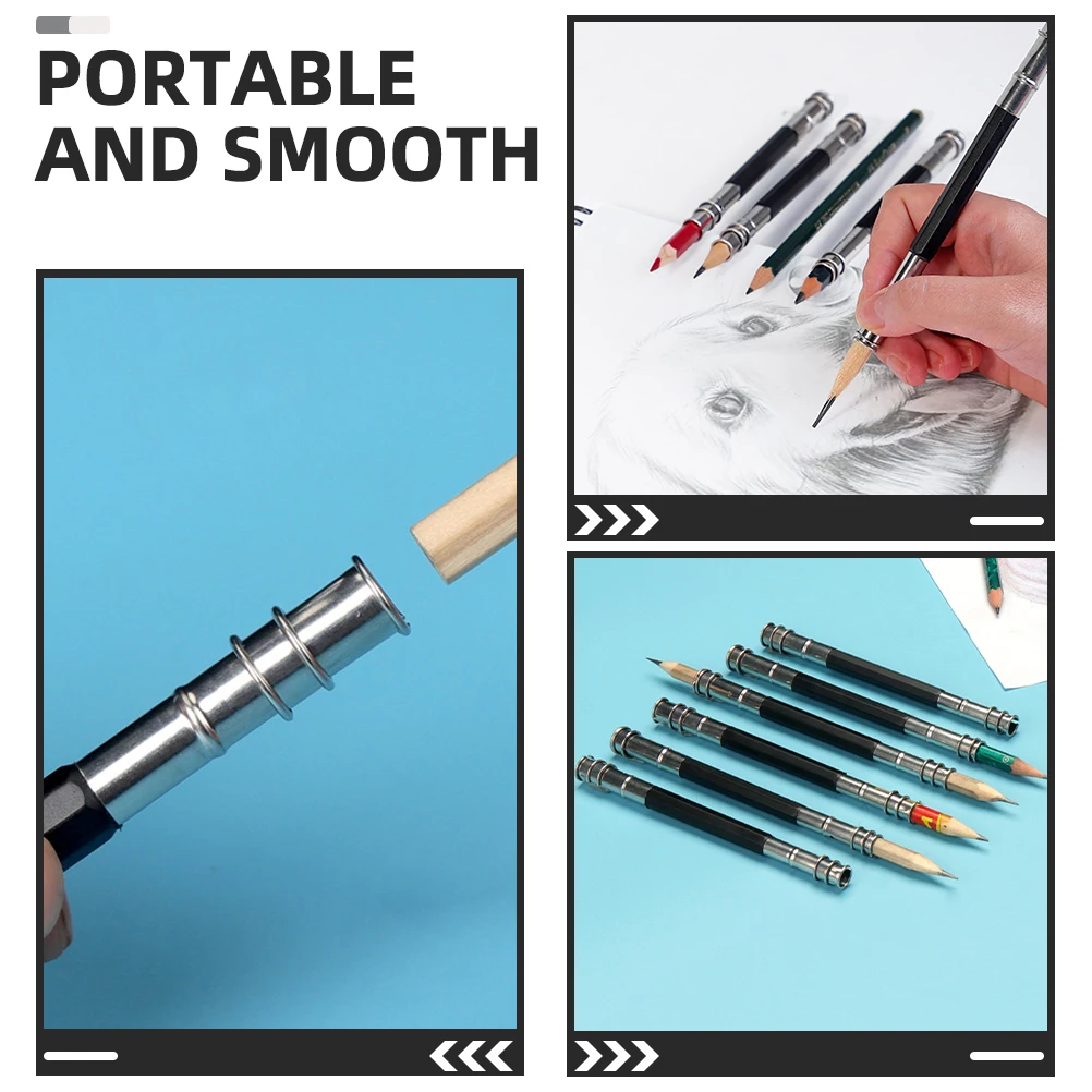 

8 шт. металлические удлинители для карандашей для коротких карандашей, держатель художника, инструмент для удлинения ручки для эскизов, товары для дома и офиса, удлинитель карандашей