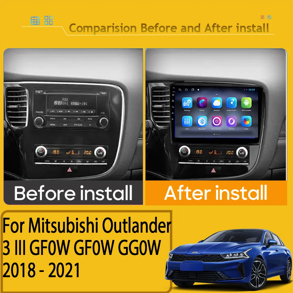 Auto Radio Android For Mitsubishi Outlander 3 III GF0W GF0W GG0W 2018 - 2021 Navigation Car Player Video Screen No 2din DVD WIFI