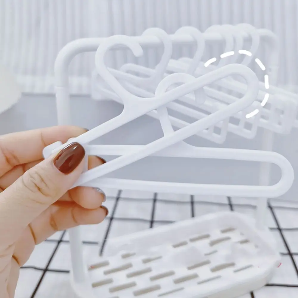 White Doll Clothes Rack Playing House Plastic Dollhouse Furniture Toy Cosplay Mini Cloth Organizer for 15/20cm Cotton Doll