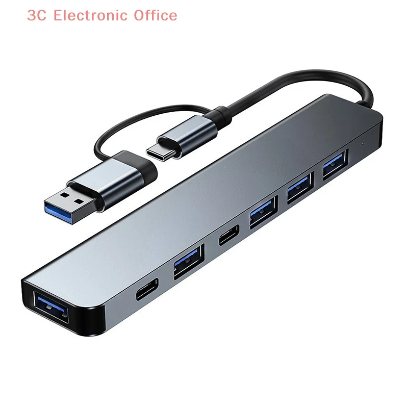 7 In 2 USB Hub With Card Reader USB C Port 3.0 2.0 SD TF Slot Docking Station For Laptop PC