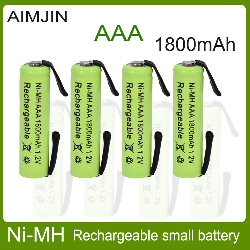 

AAA 1800mAh 1.2V Ni-MH with Solder Tabs rechargeable battery cell, for Electric Shaver, Razor, Toothbrush