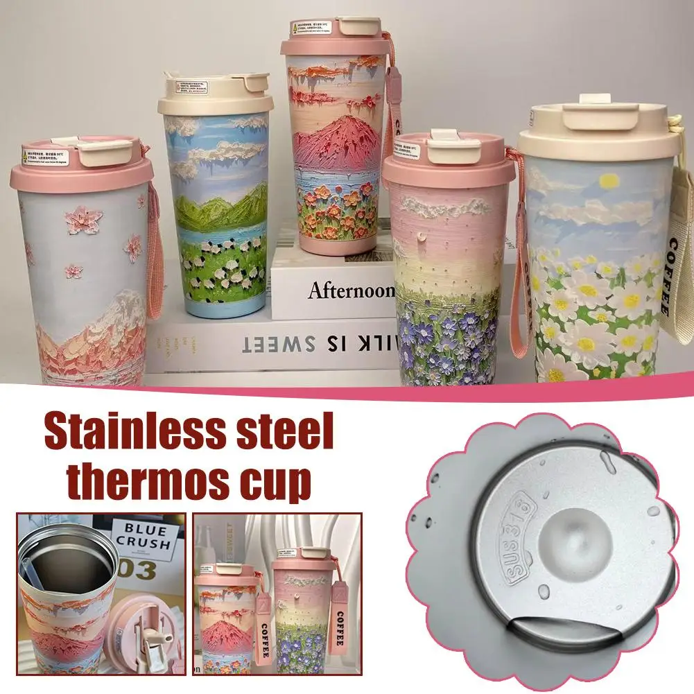 

2025 New Women's Stainless Steel Insulated Tumbler High Aesthetic Value Double Drink Coffee Cup With Straw For Summer G0U1