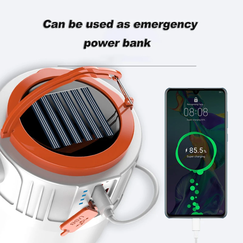 Powerful Solar Light Energy-Saving Bulb Night Market Lamp Mobile Outdoor Portable Camping Power Emergency Lamp Built-in Battery