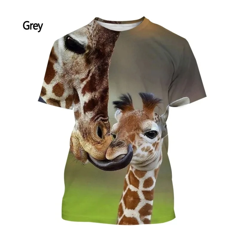 Animal Giraffe 3D Print Short sleeve T-shirts Men Woman Casual Streetwear Harajuku Fashion Oversized Unisex Clothing