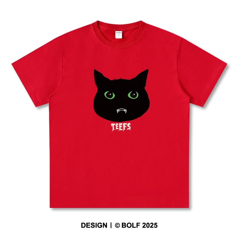 Women's Teefs Printed T-Shirt 100% Cotton Oversized Funny Graphic Tees for Men Summer Tops Kawaii Streetwear