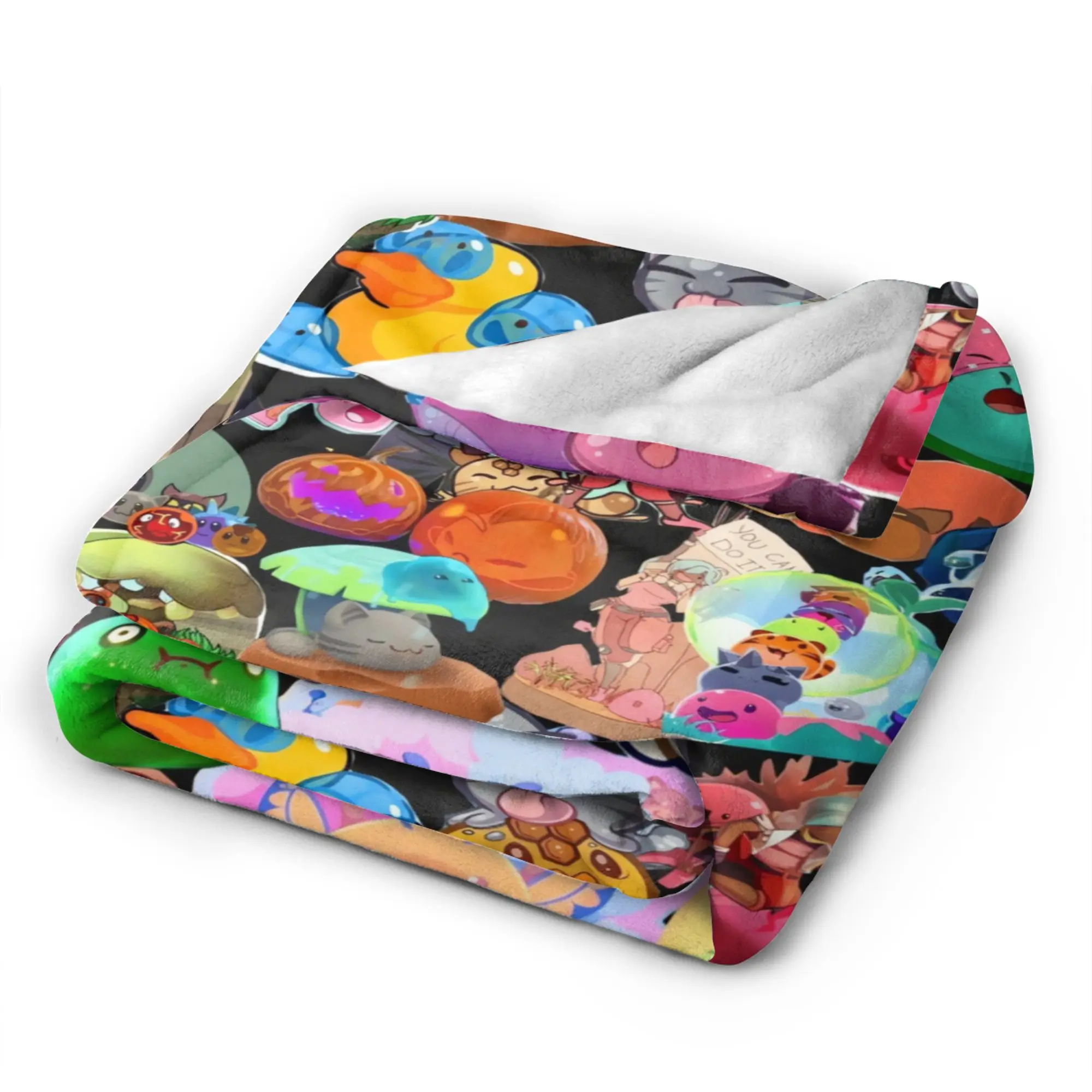 Chaotic Multicolor Slime Rancher Blanket Quality Soft  Bedding Throws Winter Kids Living Room Graphic Bedspread