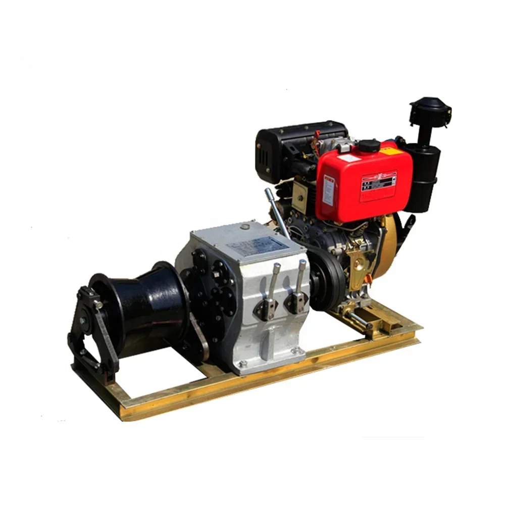 3T, 5T, 8T, 10T Gas Powered Capstan Winch , Powered Capstan Cable Winch shaft Driven Wire Rope