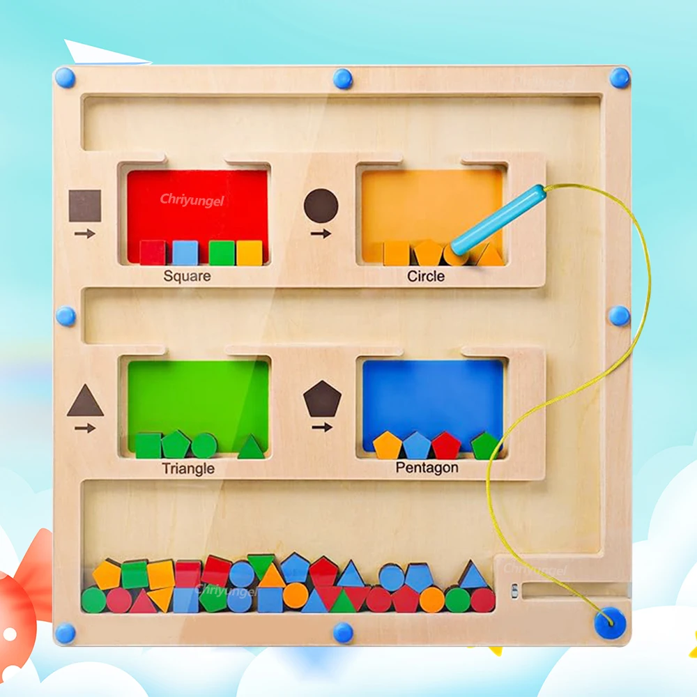 ألعاب المتاهة المغناطيسية لغز خشبي فرز الشكل اللون مونتيسوري اللون مطابقة تمامًا مجلس مونتيسوري ألعاب تعليمية لمرحلة ما قبل المدرسة #1