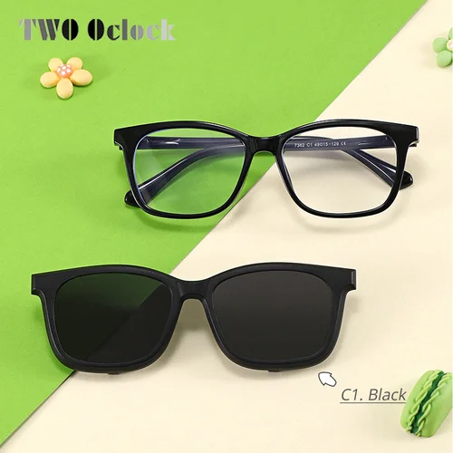 Imagen 2 del producto Gafas de sol TR90 para niños, gafas de sol polarizadas antideslumbrantes UV400 para niños, gafas con Clip 2 en 1, gafas ópticas para miopía, monturas de gafas cero