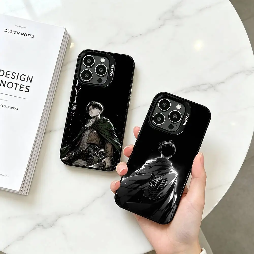 Levi Ackerman Attack on Titan Phone Case For iPhone 17,16,15,14,13,12,11 Plus,Pro Max,XS,Colorful Silver Black Cover