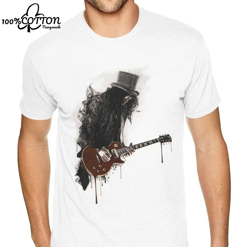 CC Custom Made Retro  Kawaii Gothic Style TShirt Cool Slash Playing Guitar Rock Music Band Gun N Roses T Shirt