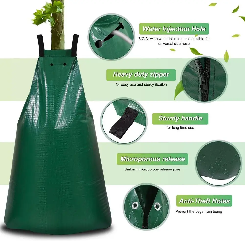 20-Gallon Reusable Tree Watering Bag - Slow Release Irrigation Drip System for Lawn & Garden Care