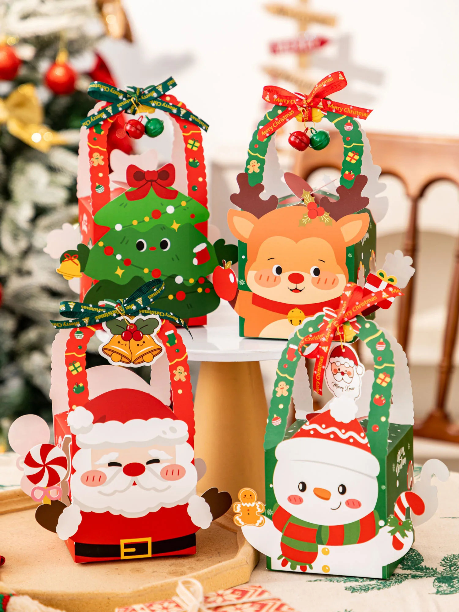 

Cisas Gift Box Handheld Paaging Box Candy Snowflake Biscuit Holiday Cartoon Gift Bag Festive Universal G