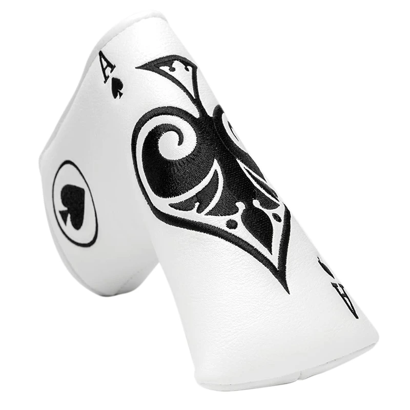 1 Pcs Poker Ace Blade Putter Cover Magnetic Putter Headcover Head Cover For Blade Putters - Golf Putter Cover White