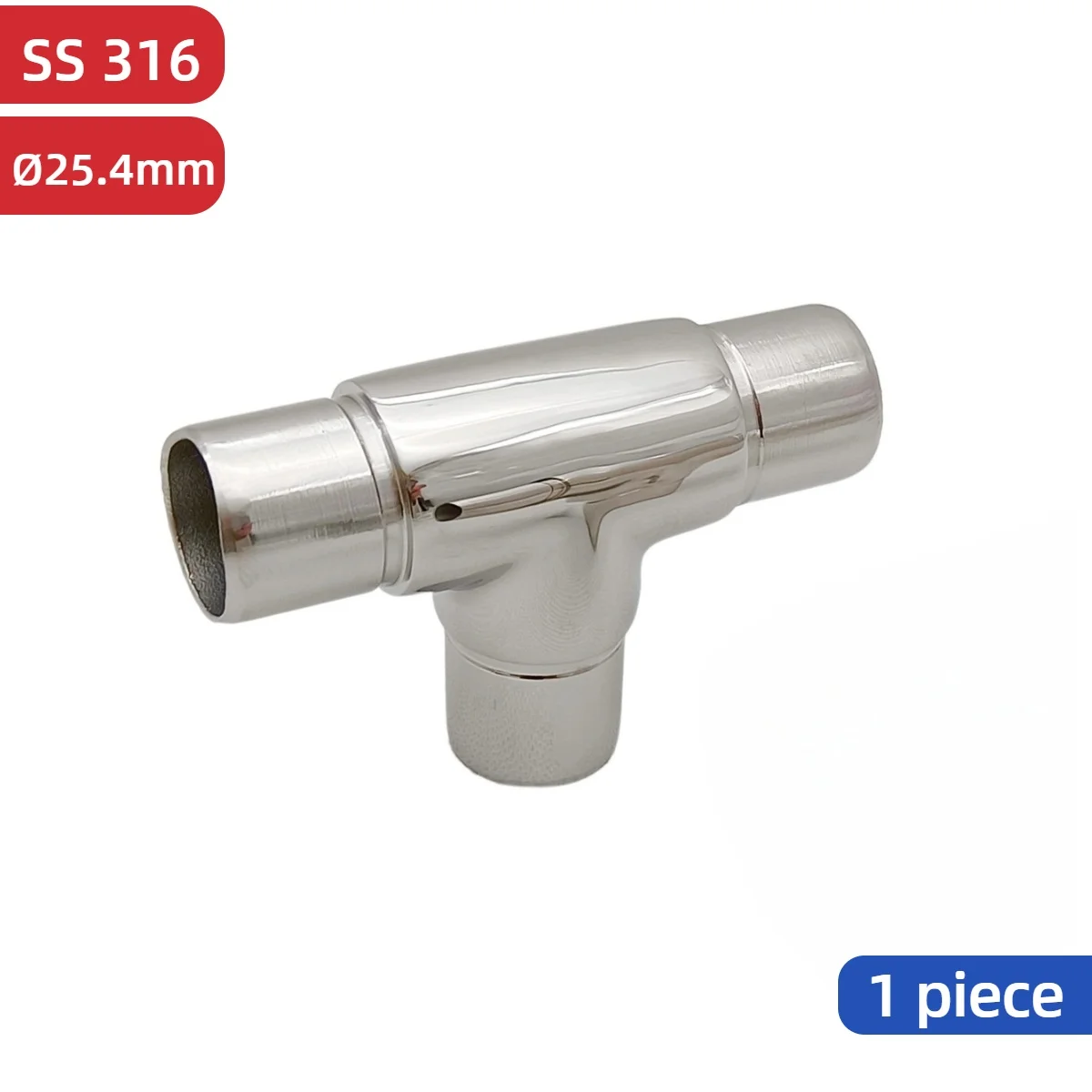 Stainless Steel 3 Way Handrail Elbow 90° Railing Tube Connector Fits 1 Inch OD Round Tube Top Railing on Cable Railing Deck