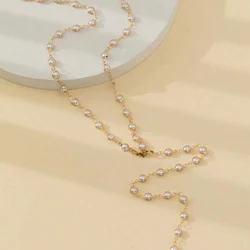 Charming Imitation Pearl Necklace For Women Gold Color Long Pendant Tassle Charm Choker Temperament Wedding Jewelry