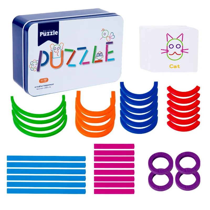 Bastoncini creativi in legno Puzzle da costruzione Blocchi impilabili educativi Set di giocattoli Forma Colore Selezionatore Gioco Giocattoli Montessori per bambini