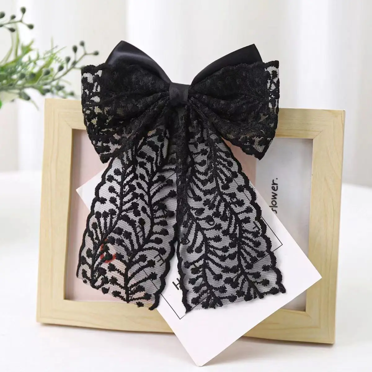 New Fashion Women Girls Black Hairpins Hair Rope Lace Flower Bow Ribbon Hair Clip Hair Ornament  Barrettes Hair Accessories