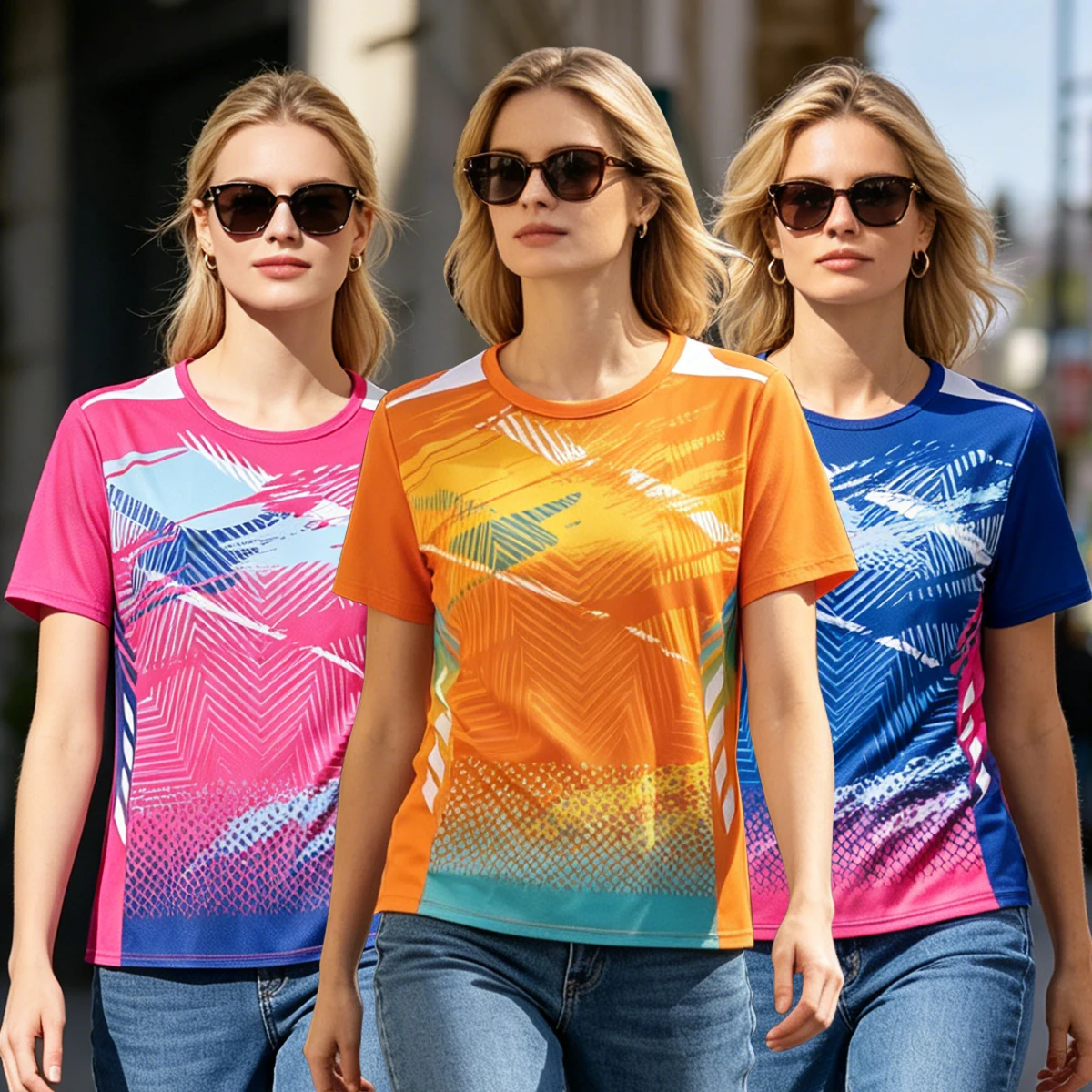 1/3 Piece Summer Women's Fashionable Sports Short-Sleeved Oversized Comfortable Breathable Running Printed T-Shirt Casual Top