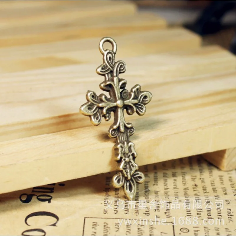 DIYOrnament Bracelet Necklace Accessories47*25MMFlower Alloy Cross Ornament Accessories Necklace Pendant