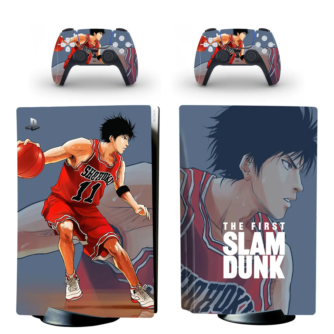 Pegatina de piel de disco The First Slam Dunk PS5, cubierta de calcomanía para consola y 2 controladores, vinilo adhesivo de piel de disco PS5