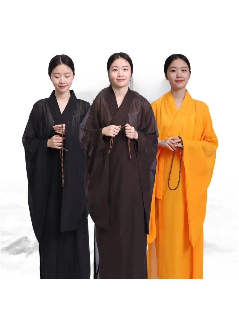 

Тонкая прозрачная желтая женская роба для медитации/учебы, весна-осень-зима, домашняя, удобная, длинная рубашка, цвета: кофейный, черный, желтый