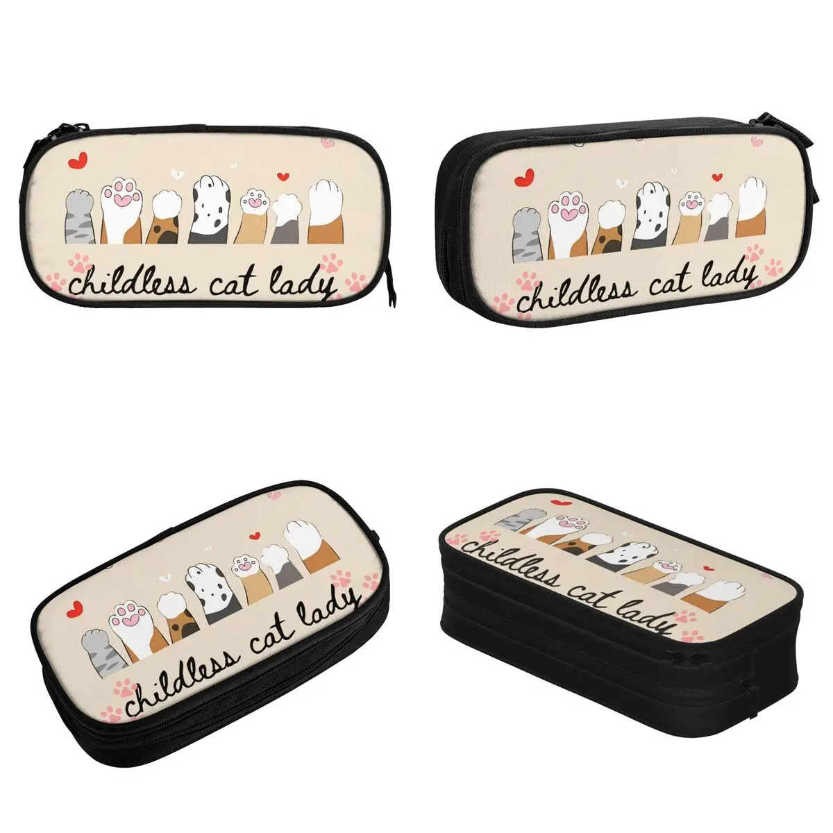 Lovely Childless Cat Lady Pencil Cases Pencil Pouch Pen for Girls Boys Big Capacity Bag School Supplies Cosmetic Stationery