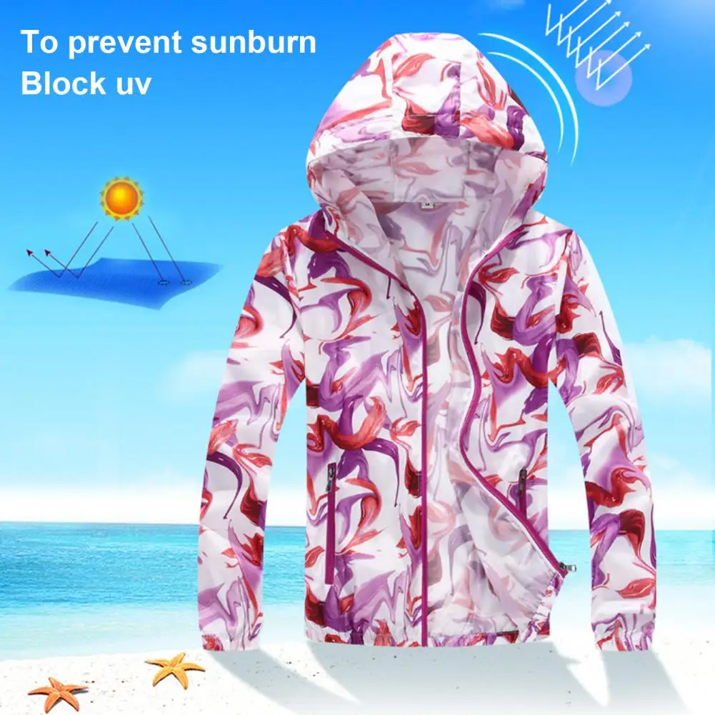 Anti-uv Coat Lightweight Sun Protective Clothing for Men Women Hooded Long Sleeve Coat with Pockets Zipper Placket Summer Jacket