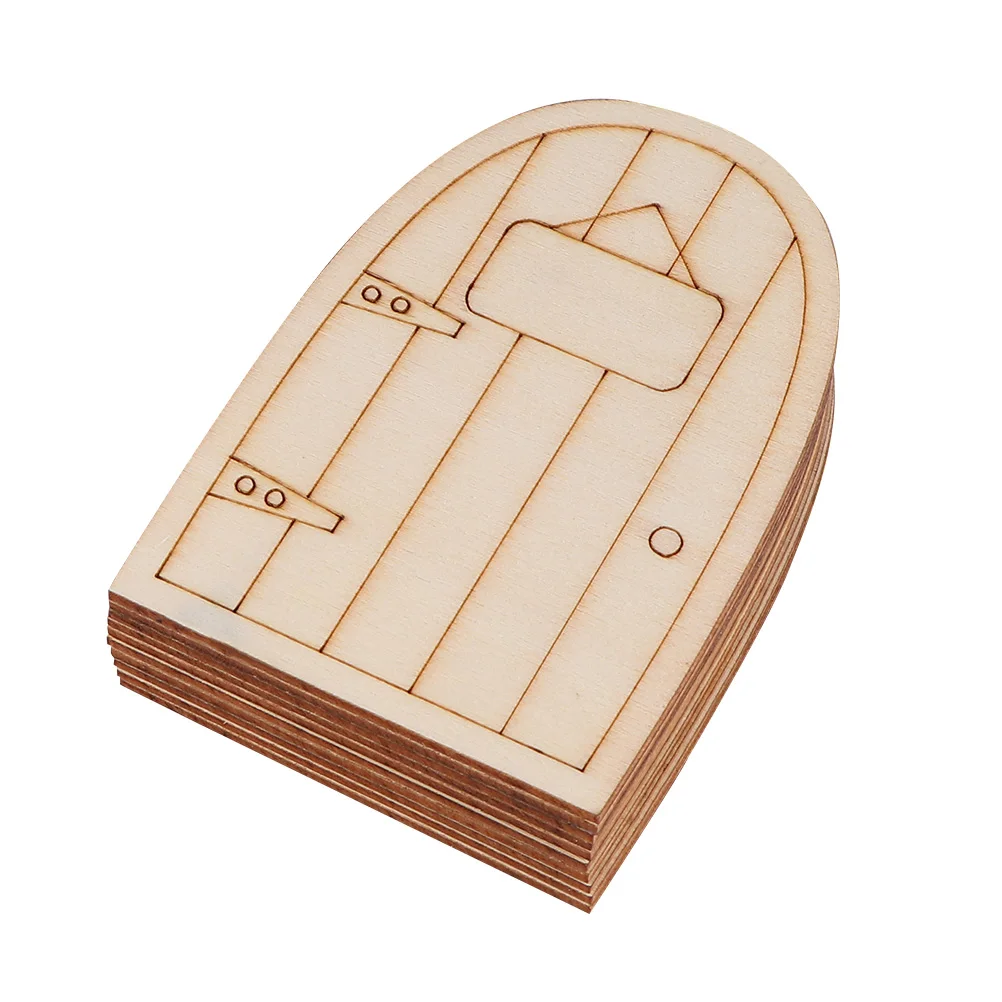 

10 Wooden Door Decorations Unpainted Craft Wood Ornaments Home Garden Accessories Wooden Home Decoration Sewing Tools Elf Door