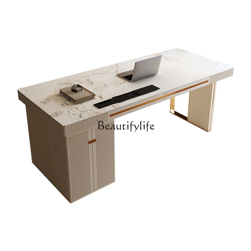 

Light luxury high-end rock slab office desk and chair computer desk study writing desk