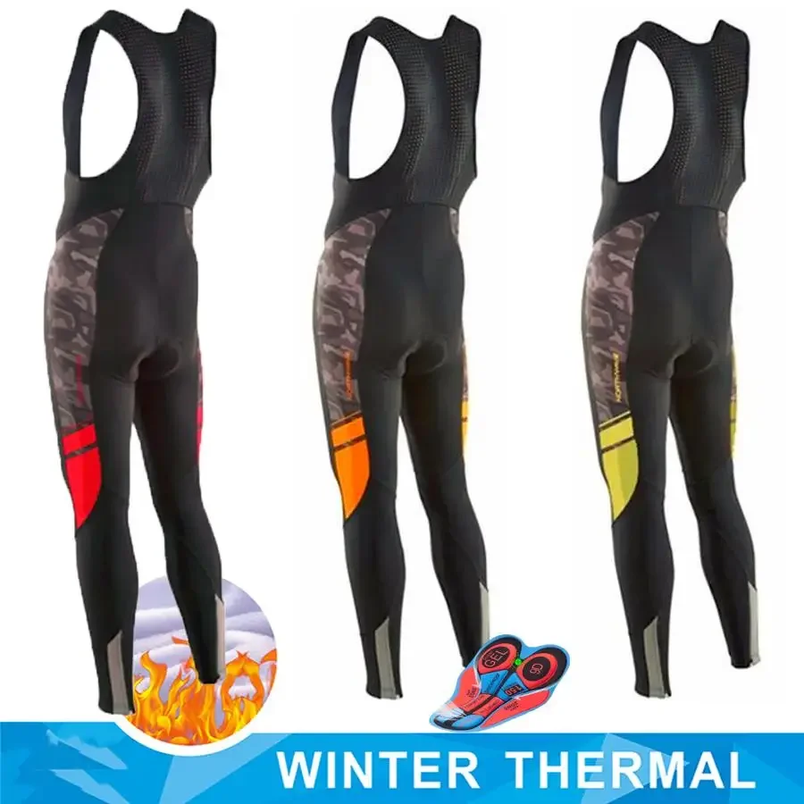 2020 New Winter Thermal Fleece Team Cycling Black Bib Pants Bicycle Shorts MTB Road Bike Ciclismo 9D Gel Pad