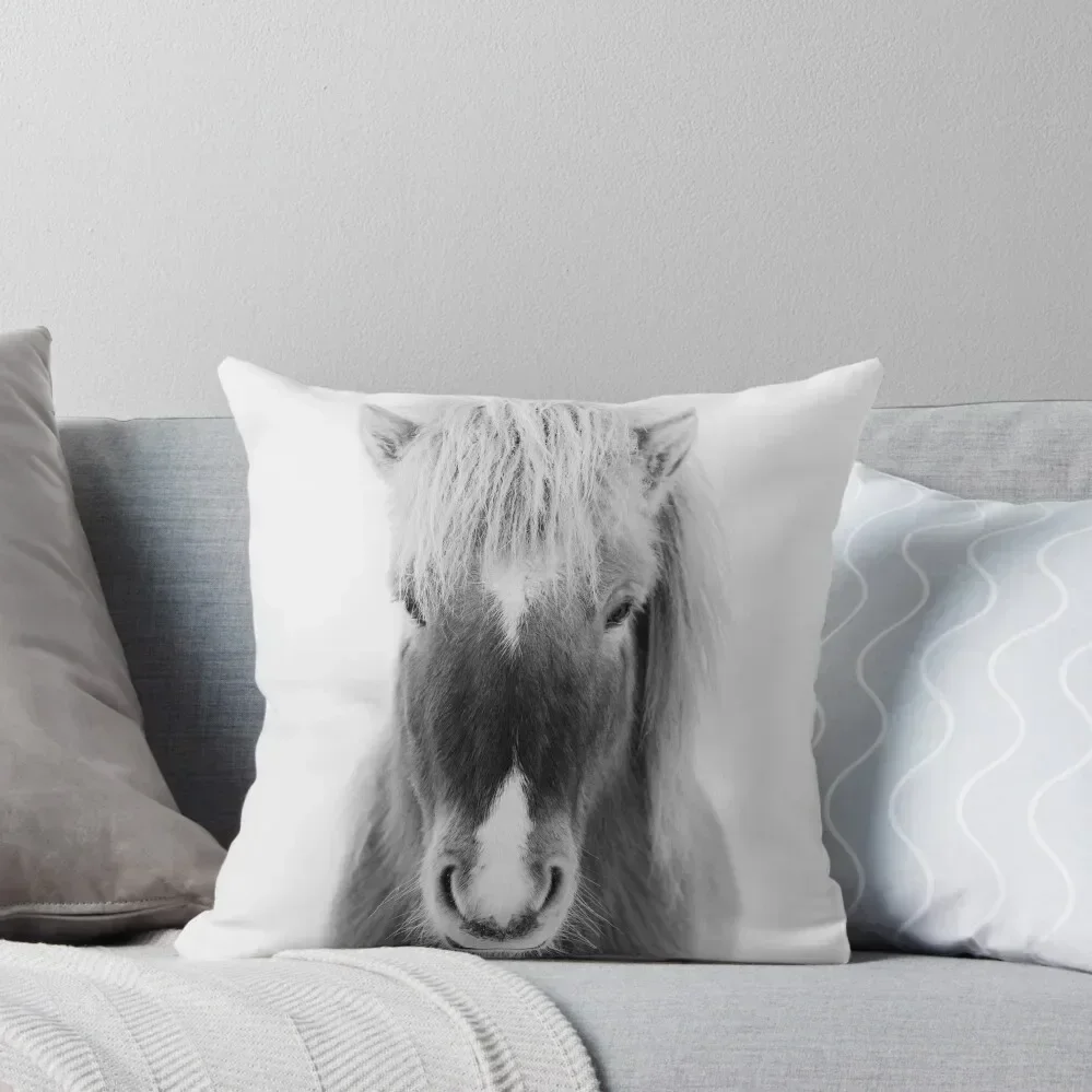 

Icelandic Horse Portrait, black and white Throw Pillow Decorative Pillow Covers For Sofa Pillowcases pillow