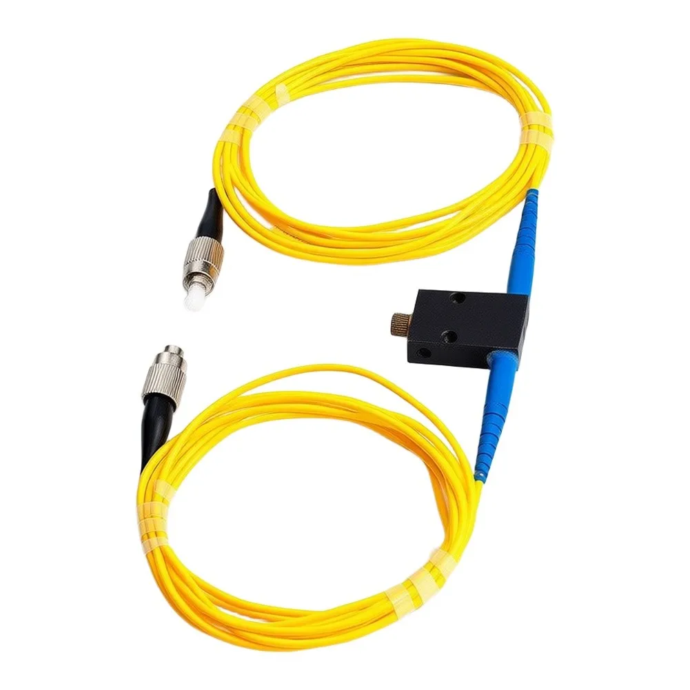 FC/UPC Adjustable Fiber For Optic Attenuator Single Mode 1310nm to 1550nm with 1m Yellow Cable and Compact Design