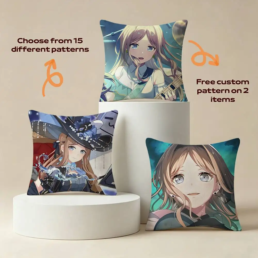 Soyo-chan MyGO S-Soyo Nagasaki Square Sofa Pillow Cover Solid Color Living Room Home Decor Cushion Case