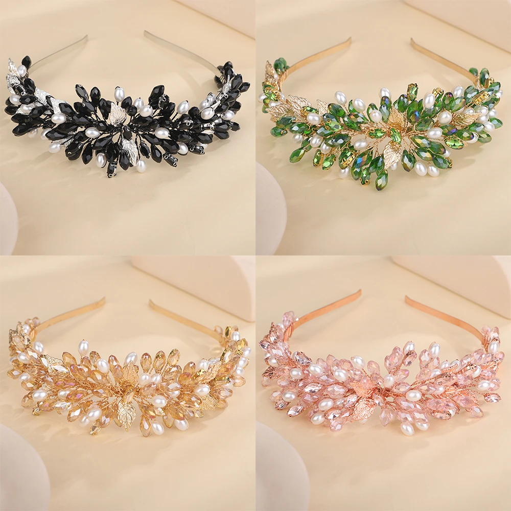 Bridal Headwear Green Women Blue Crystal Headbands Pink  display picture 2