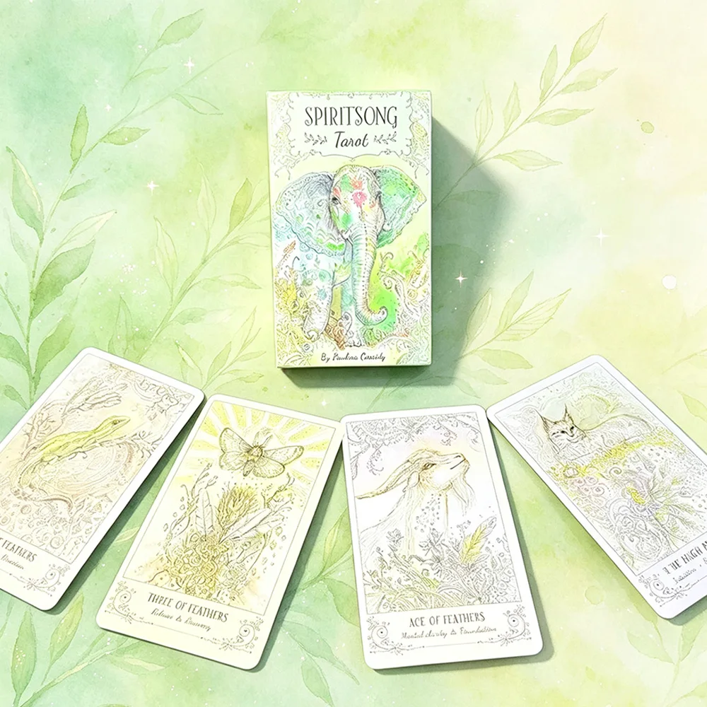 78PCS Animal Spirit Tarot Deck Dreamy Watercolor Style English Edition Divination Cards for Beginners Party Games (Pocket Size)